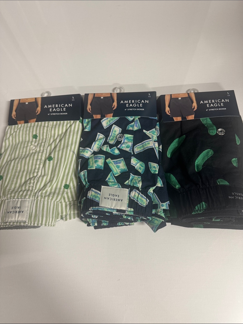 American Eagle Boxers Mens Large 3 Pack Green